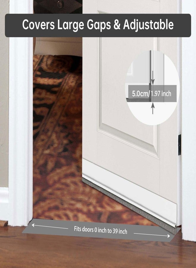 Lsaixl Door Sweep for Bottom of Door, Integrated Bottom Door Draft Stopper with Brush, Self-Adhesive Under Door Seal for Dust/Noise/Hot or Cold Air Insulation, White 39.37" L/2" W - Image 5